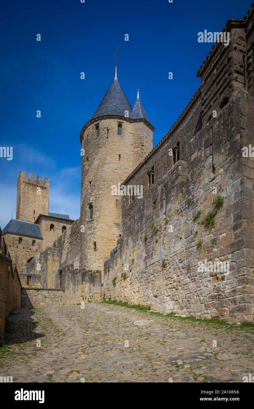 Carcassonne ist eine französische Stadt im Département Aude, in der Region von occitanie. Stockfoto