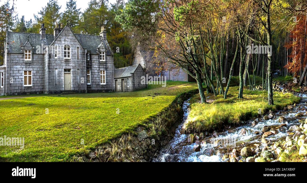 Glas-allt-Shiel - eine Lodge auf dem Balmoral Estate am Ufer des Loch Muick in Aberdeenshire, Schottland. Stockfoto
