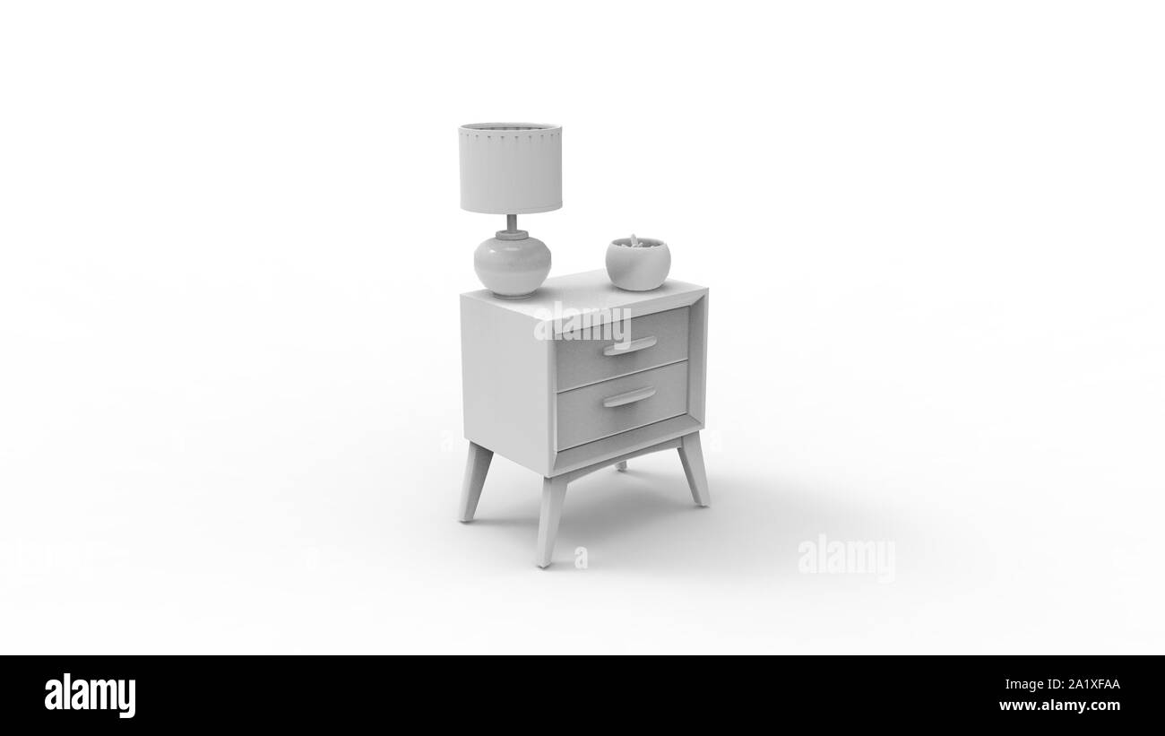 3D-Rendering von einer Kommode in Weiß studio Hintergrund isoliert Stockfoto