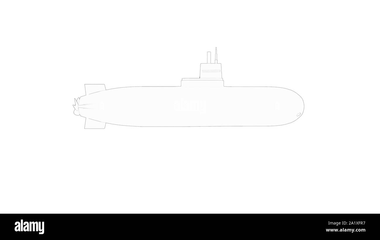 3D-Rendering eines U-Bootes in Weiß studio Hintergrund isoliert Stockfoto