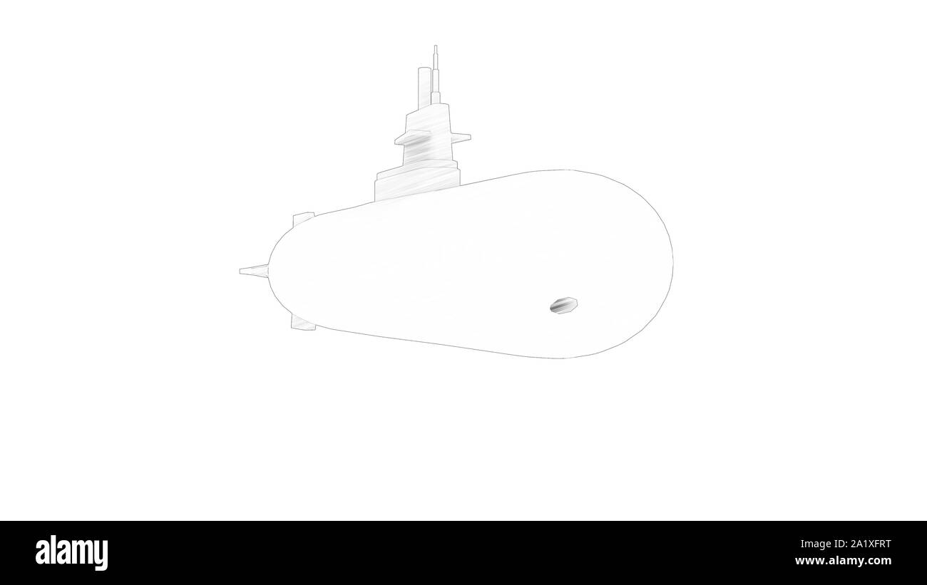 3D-Rendering eines U-Bootes in Weiß studio Hintergrund isoliert Stockfoto