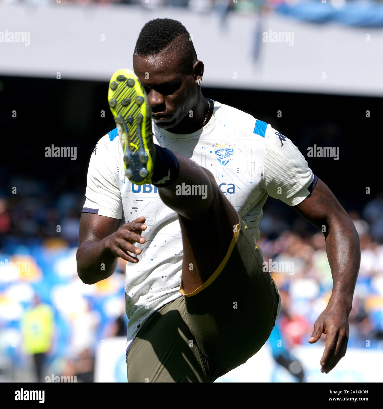 Neapel, Italien am 29. SEPTEMBER 2019 Mario Balotelli von Brescia in Aktion während der Ausbildung vor der Serie A Italienische Liga Match zwischen SSC Napoli Vs Brescia, Stadio San Paolo in Neapel am 29. September 2019 (Fotos von Marco Iorio) Stockfoto