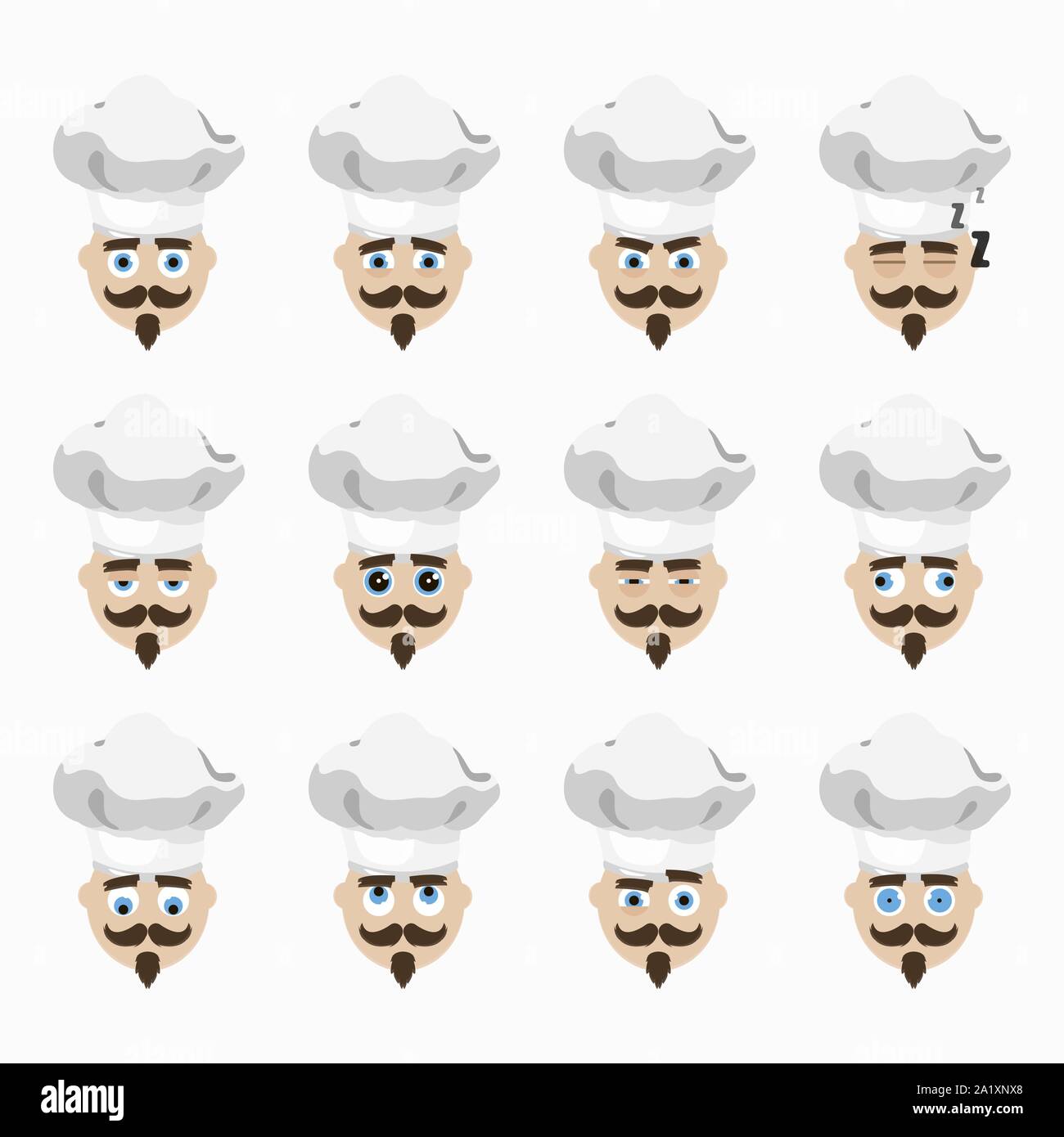 Einstellen der netten Koch Emoticons. Vector Illustration. Stock Vektor