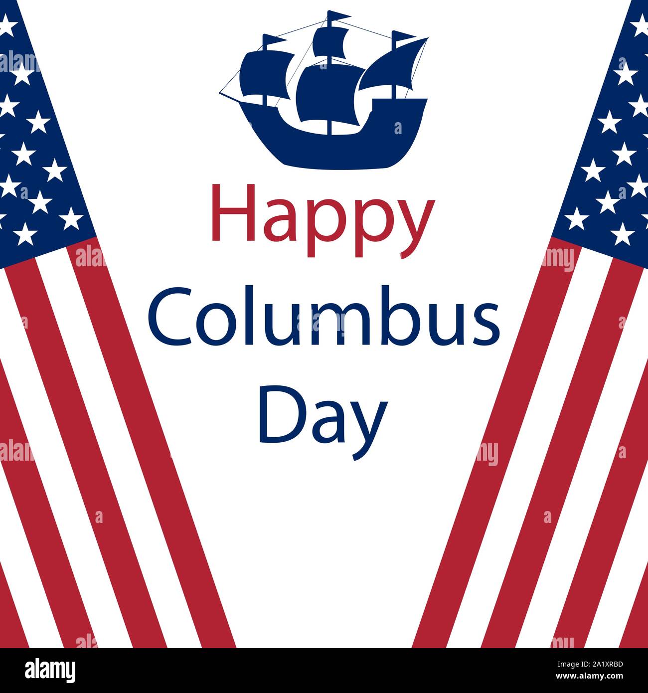 Happy Columbus Tag in Amerika. Flaggen auf weißem Hintergrund Stock Vektor