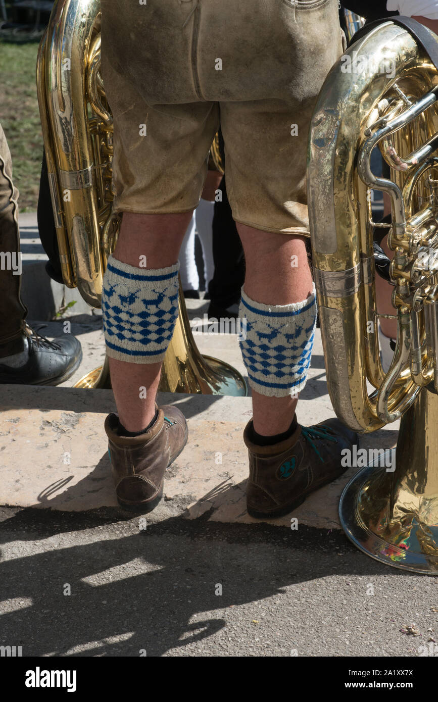 Traditionelle Musiker gesehen vor der Kostümparade des Oktoberfests München Stockfoto Traditionelle Musiker gesehen vor der Kostümparade des Oktoberfests München Stockfoto