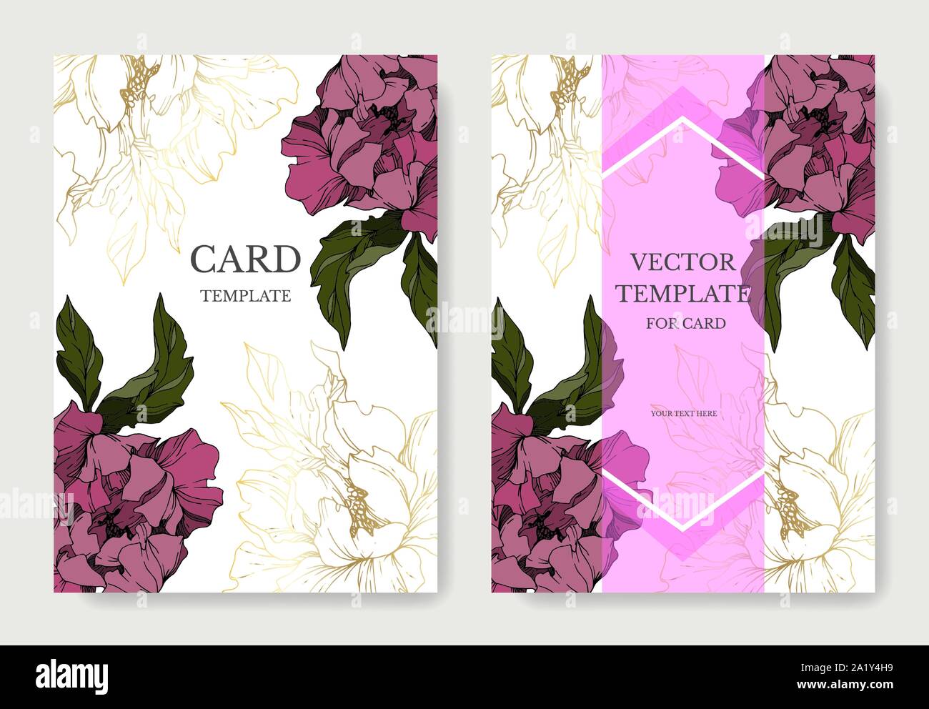 Vektor Pfingstrose botanische Blumen Blumen. Schwarz und weiß eingraviert Tinte Art Hochzeit hintergrund Karte dekorative Grenze. Danke, Rsvp, Einladung elegan Stock Vektor