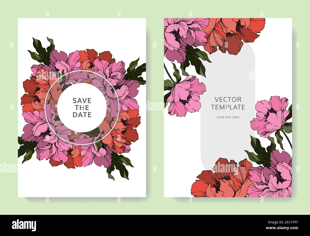 Vektor Pfingstrose botanische Blumen Blumen. Schwarz und weiß eingraviert Tinte Art Hochzeit hintergrund Karte dekorative Grenze. Danke, Rsvp, Einladung elegan Stock Vektor
