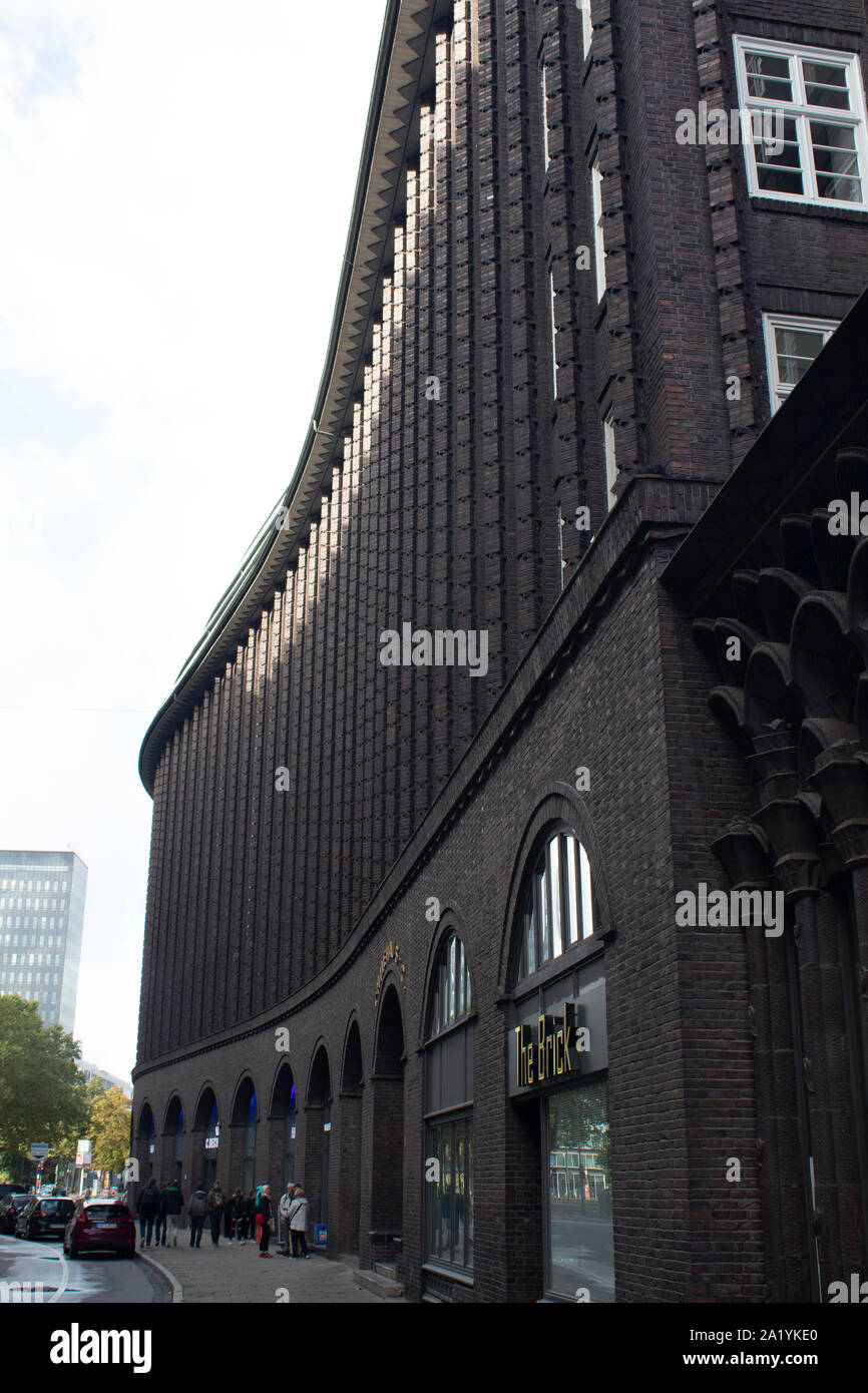 Im Chilehaus, ein 10-stöckiges Bürogebäude in 1920er Jahren Backsteinexpressionismus Stil der Architektur Hamburg, Fischertwiete Straße Deutschland Stockfoto