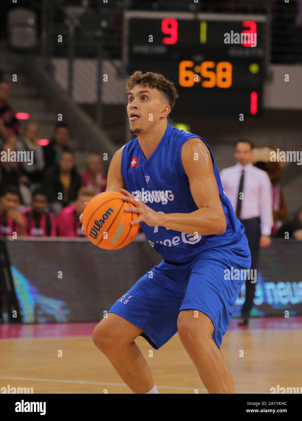 Bonn, Deutschland, 29.09.2019, Telekom Dome, Basketball, Champions League Qualifikation, Telekom Baskets Bonn vs Fribourg Olympic: Natan (Jurkovitz Fribou Stockfoto