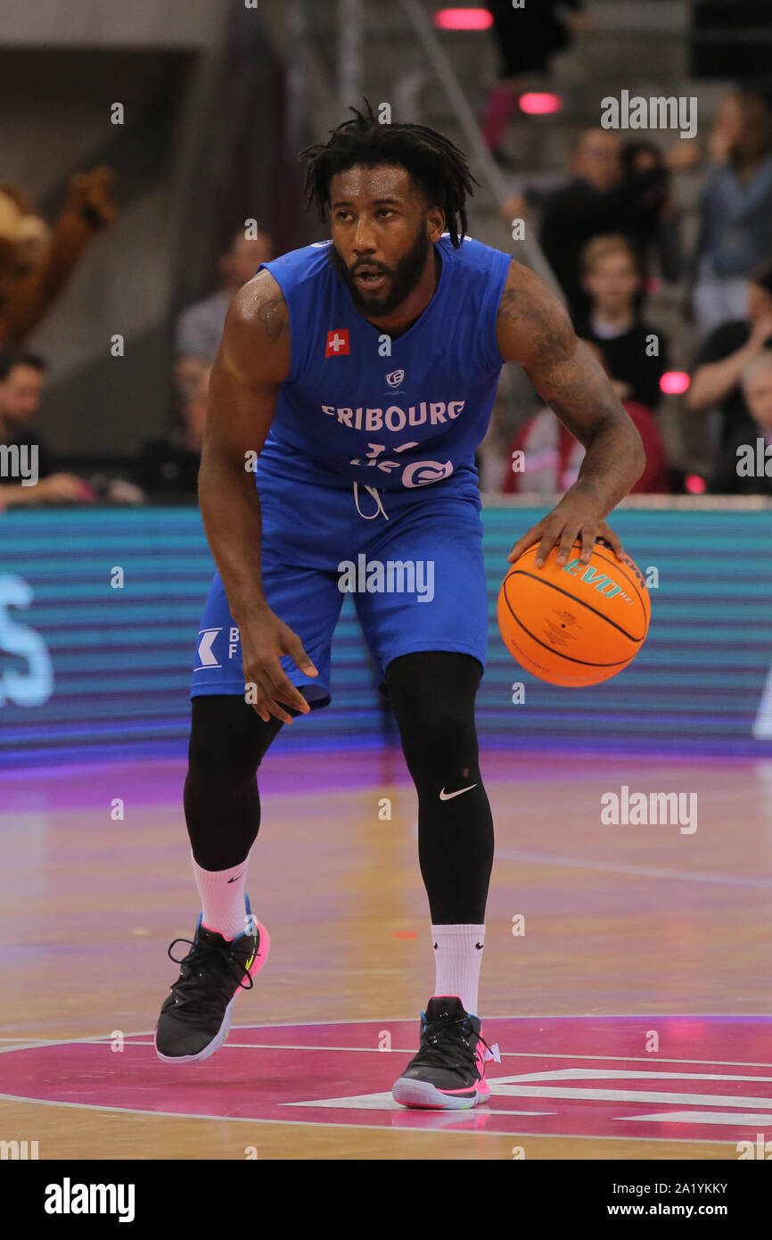 Bonn, Deutschland, 29.09.2019, Telekom Dome, Basketball, Champions League Qualifikation, Telekom Baskets Bonn vs Fribourg Olympic: Xavier Pollard (Fribour Stockfoto