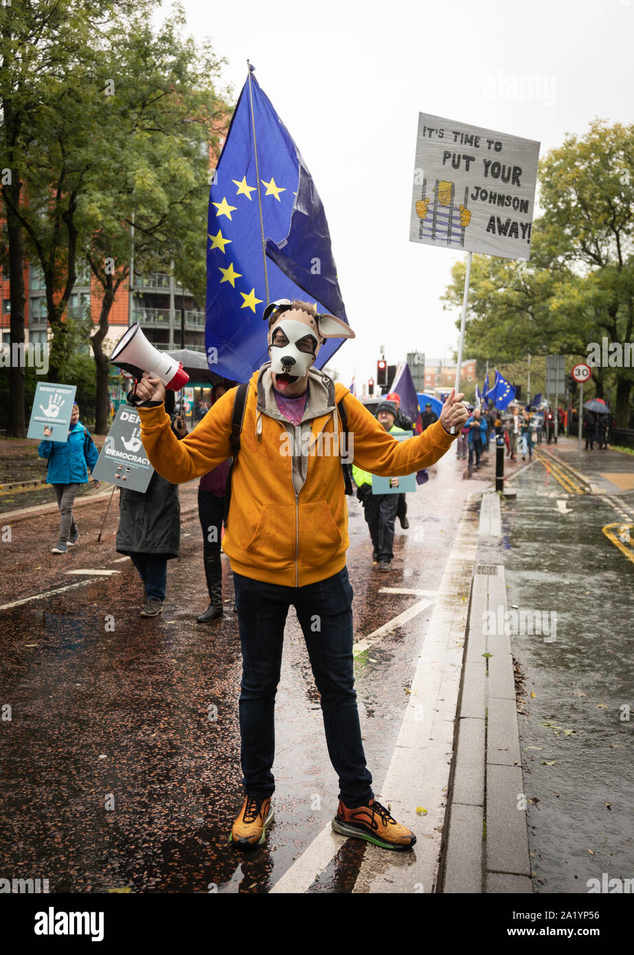 Manchester, Großbritannien. Sonntag, 29 September, 2019. März und Rally Brexit abzulehnen, und unsere Demokratie zu Beginn des Konservativen jährliche Conferen verteidigen. Stockfoto