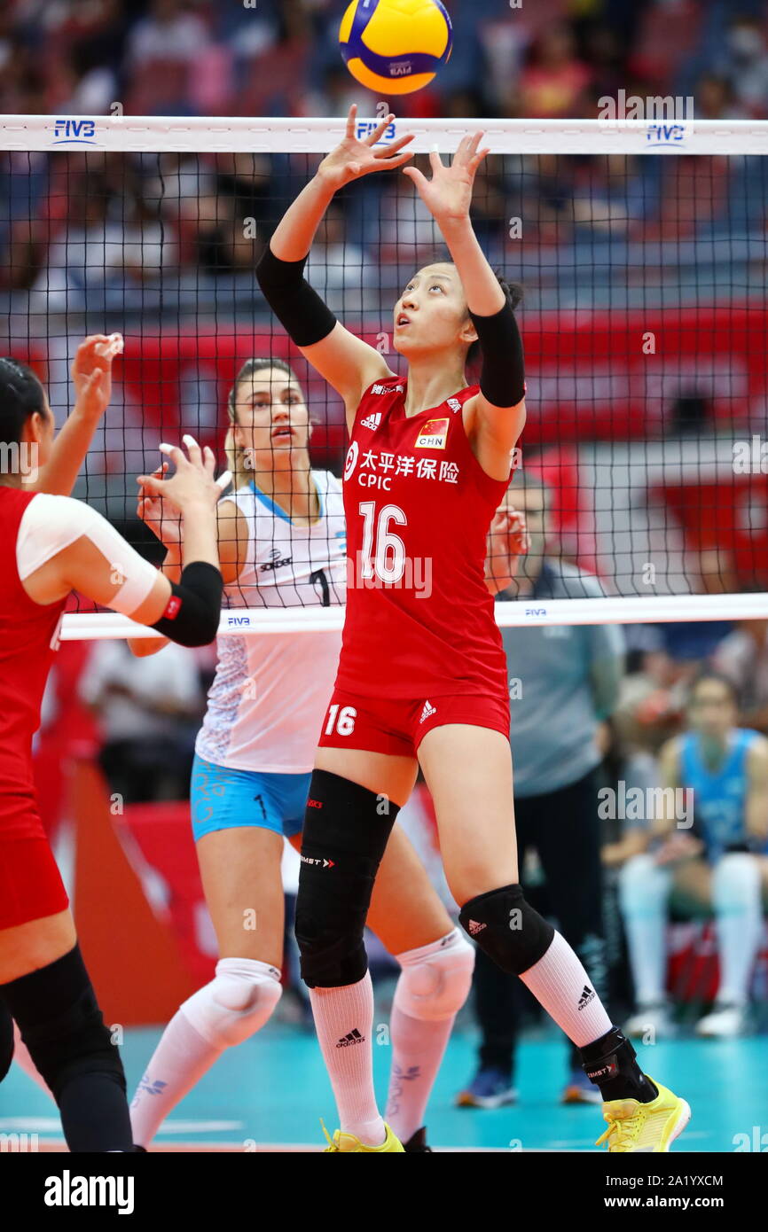 Osaka, Japan. 29 Sep, 2019. Xia Ding (CHN) Volleyball: 2019 FIVB Volleyball der Frauen-WM-Dritte Runde zwischen China 3-0 Argentinien bei maruzen Intec Arena Osaka in Osaka, Japan. Credit: Naoki Nishimura/LBA SPORT/Alamy leben Nachrichten Stockfoto