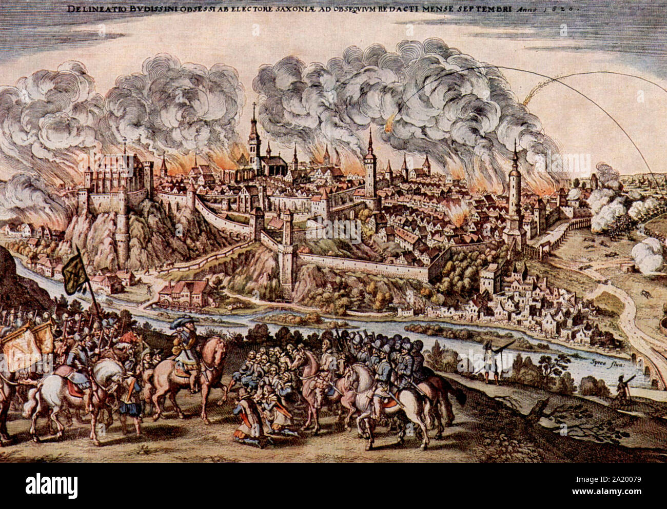 Dreißig Jahre Krieg, Belagerung und Eroberung von Bautzen durch den Kurfürsten von Sachsen, Johann Georg I-Matthaus Merian Stockfoto