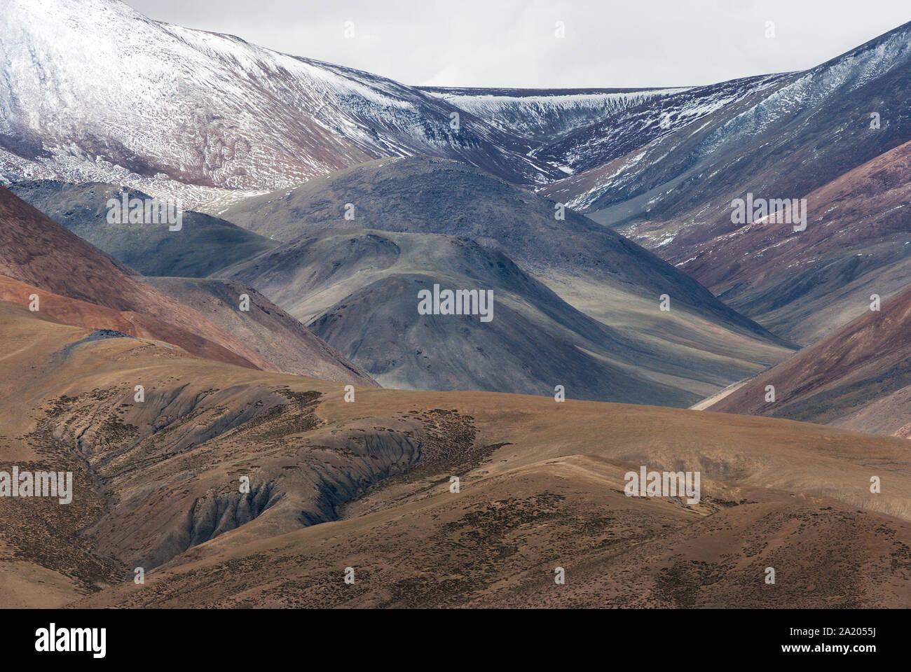 Die bunten Berge im äußersten Westen Tibets, China Stockfoto