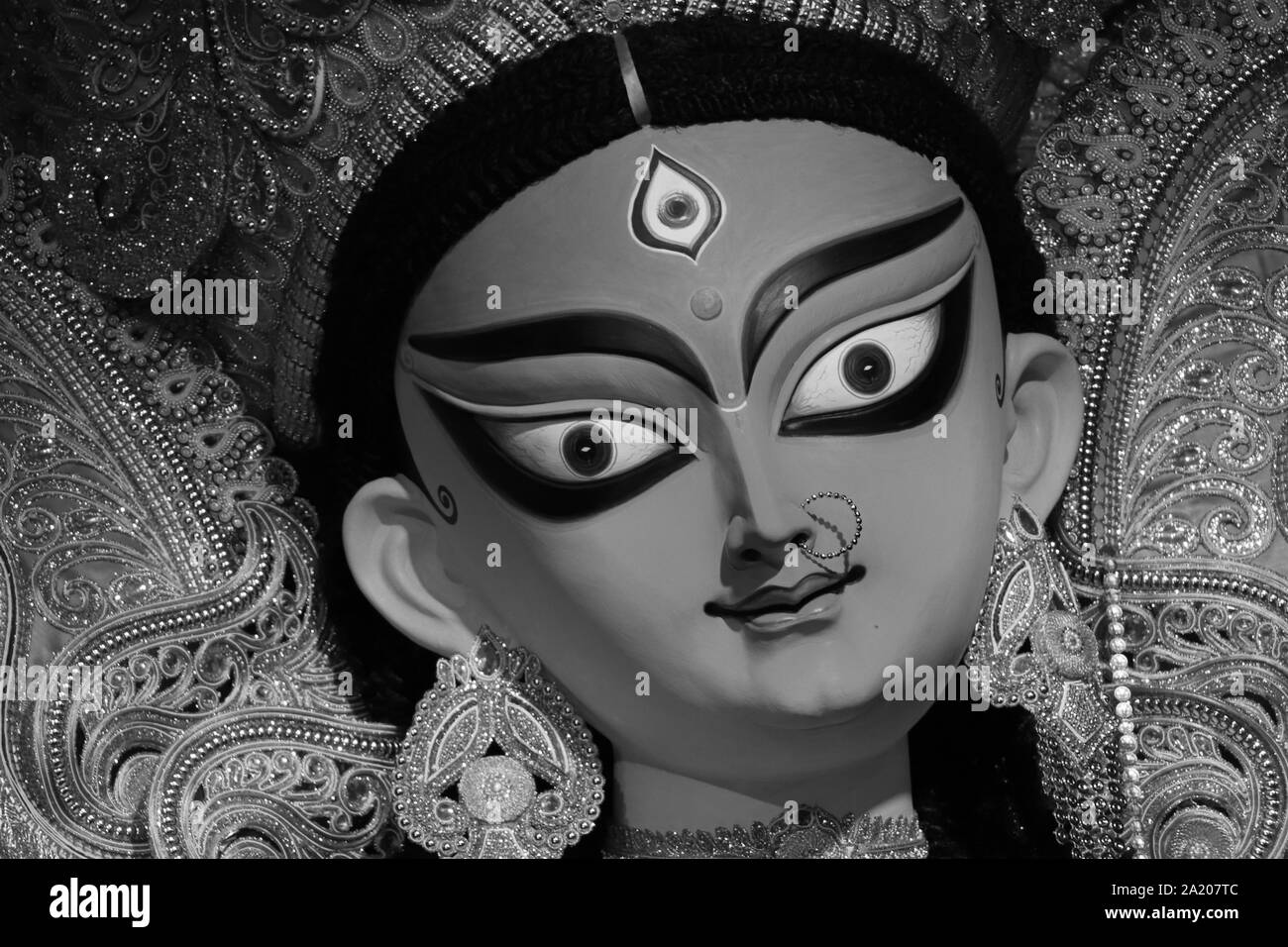 Durga Puja ist das größte Festival Indiens. Das Durga Puja Festival zeigt indische Kultur. Kolkata Durga puja ist sehr beliebt Bengali Festival. Stockfoto