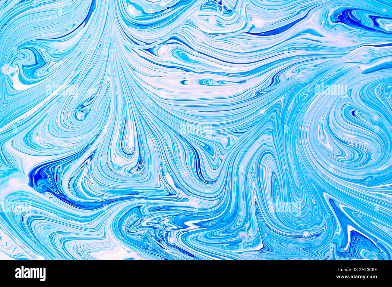 Flüssige abstrakter Kunst Marmor Textur in Blau. Abstrakte Textur von Liquid Acryl. Stockfoto