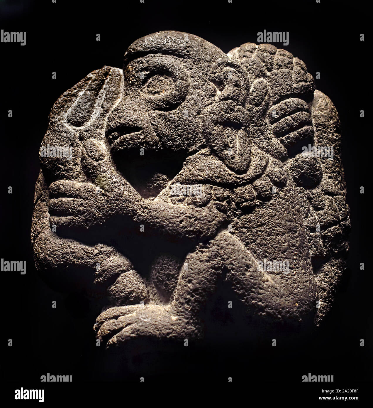 Zoomorphe Skulptur der Gottheit der Azteken, 1350-1521, Mesoamerikanischen Kultur im zentralen Mexiko post-Klassiker. Mexiko Mittelamerika, Amerikanische. Stockfoto