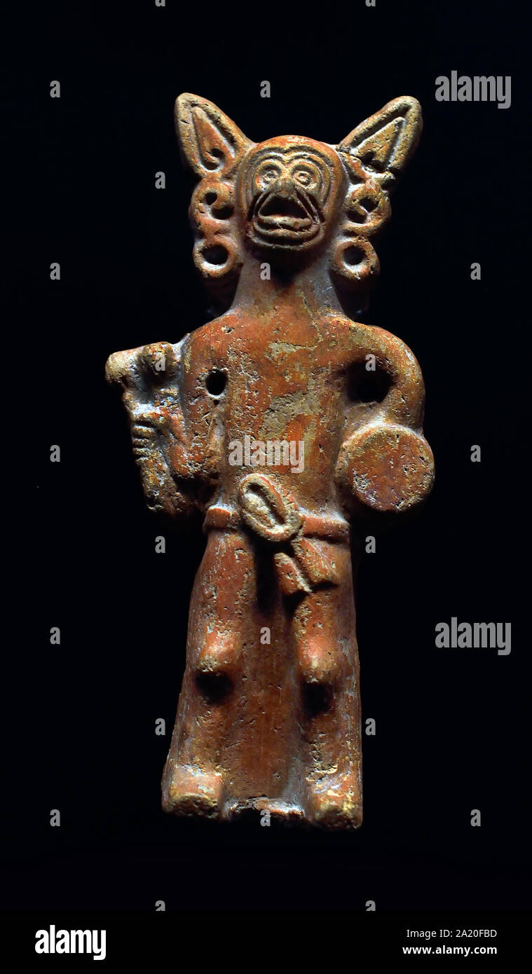 Cynocephalic Gott der Toten Sonne zu führen Die Azteken mesoamerikanischen Kultur Hölle in post-Classic 300 bis 1521. Amerika, amerikanische. Stockfoto