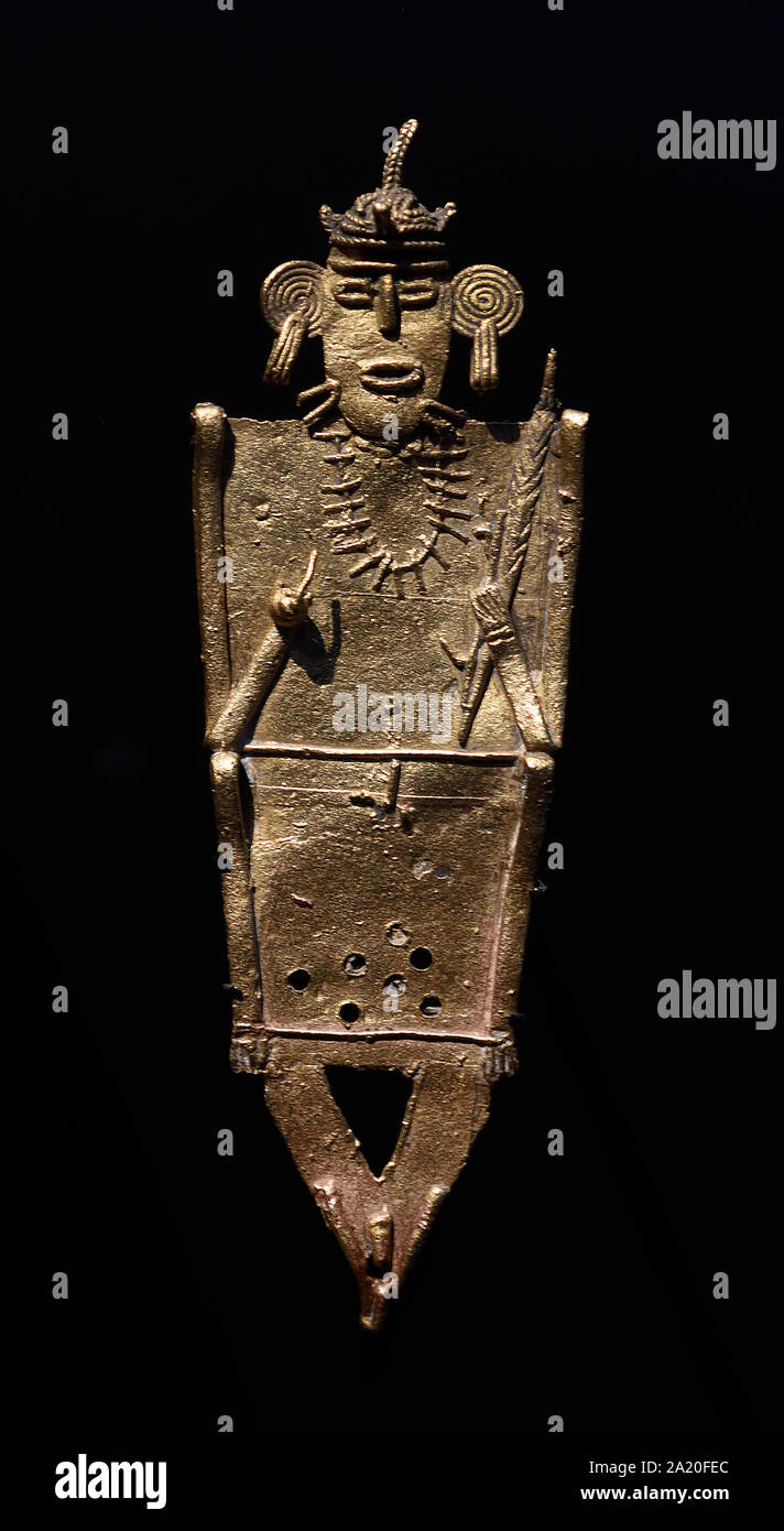 Votive Figuren - Tunjo 600 - 1600 Kultur Muisca von Cundinamarca Amerika - Südamerika - Kolumbien (ZEREMONIELLE oder Beerdigung) Amerikanische. (Gold, Silber). Stockfoto