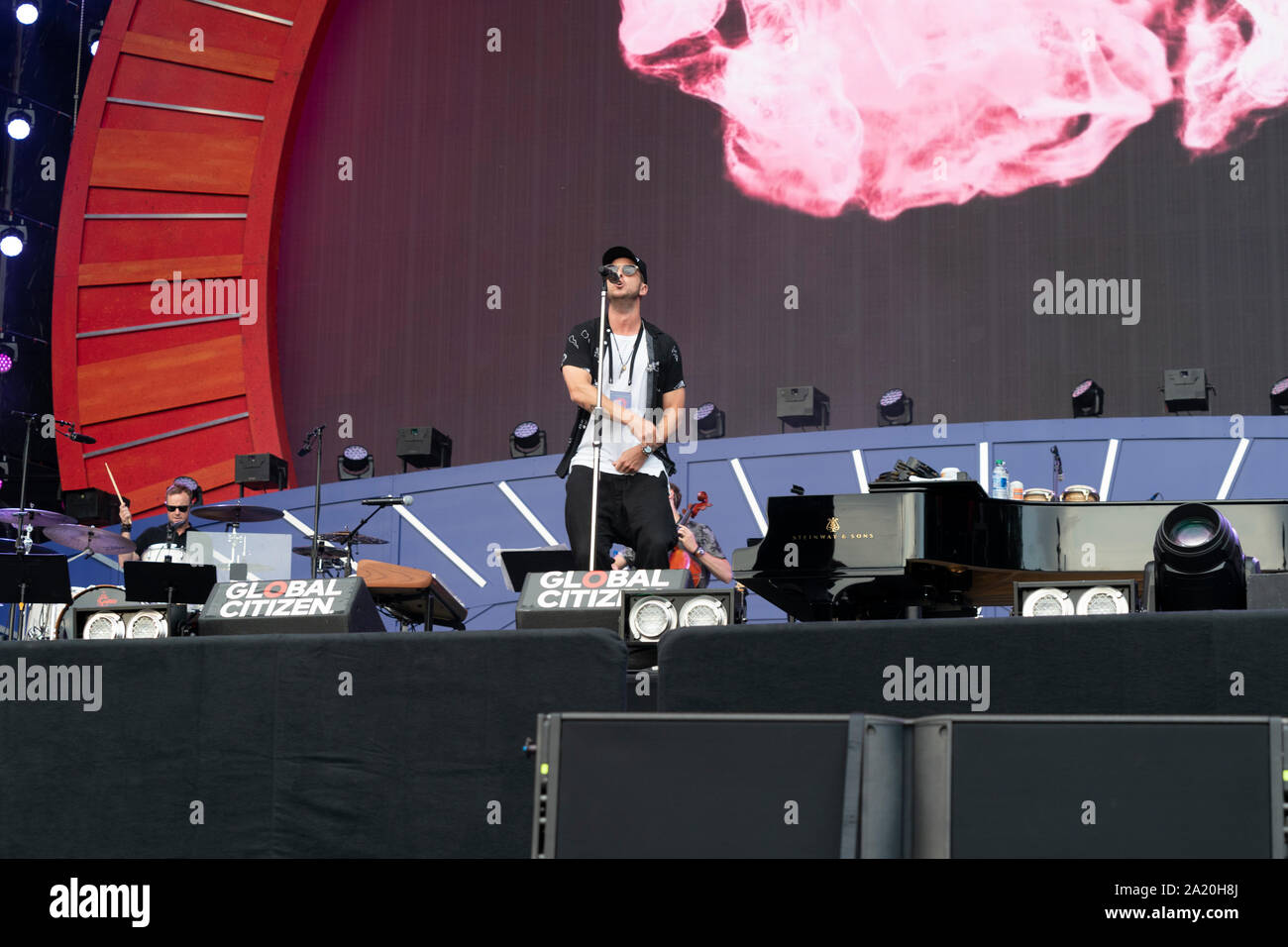 New York, NY - 28. September 2019: OneRepublic führt auf der Bühne während 2019 Global Citizen Festival am Central Park Stockfoto