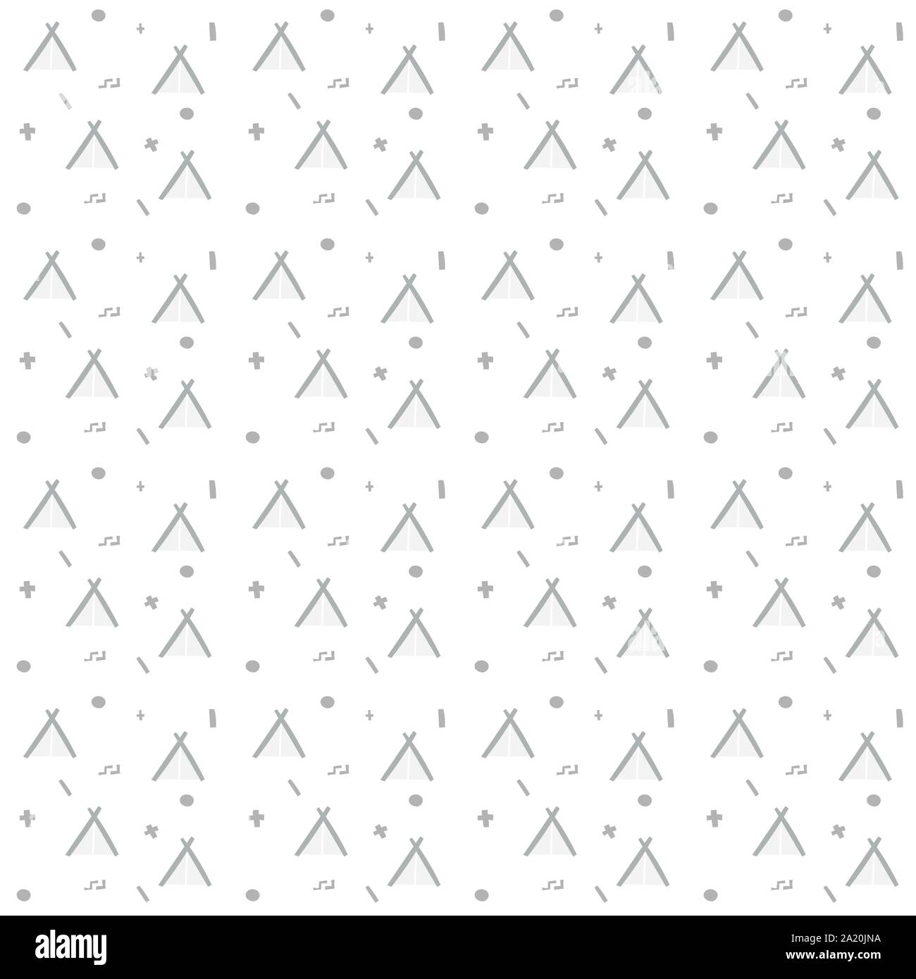 Skandinavische nahtlose Muster Wigwam und Elemente. Vektor minimalistischen Monoline-versicherer schwarz und weiß Doodle. Weihnachten Hintergrund für Winterurlaub Textil, Web Stock Vektor