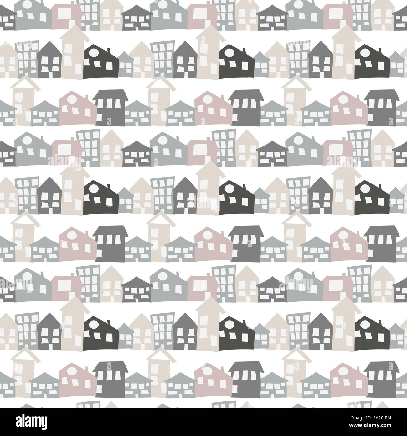 Skandinavische nahtlose Muster mit Hand gezeichnet doodle Häuser. Süße Kinder Vektor doodle. Hintergrund für Jungen Zimmer, Ferienwohnung Textil, Web Design Stock Vektor