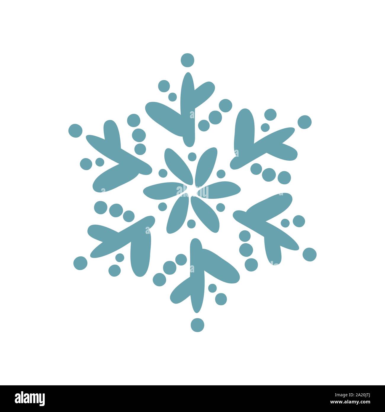 Hand blau Weihnachten vintage skandinavischen Schneeflocke gezeichnet. Weihnachten dekoratives Gestaltungselement im Retro-Stil, isolierte winter Vector Illustration Stock Vektor