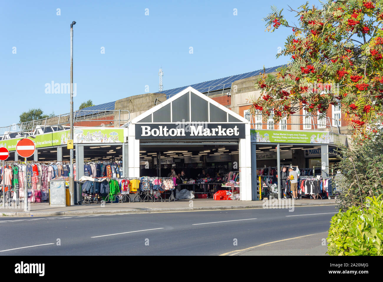 Eingang zu Bolton Markt, Bolton, Greater Manchester, England, Vereinigtes Königreich Stockfoto