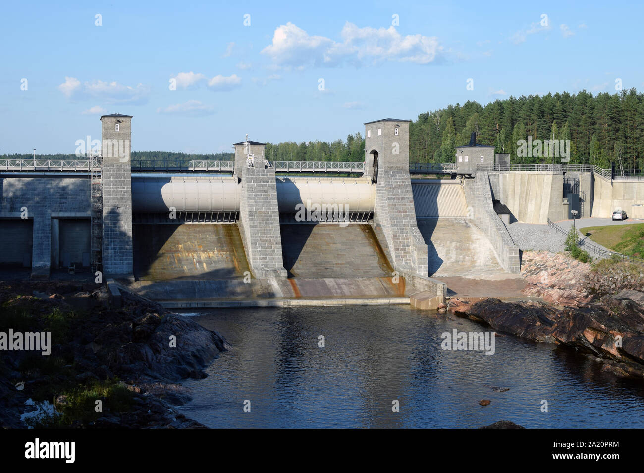 Imatra hydroelektrische Kraftwerk Abflußkanal geschlossen. Stockfoto