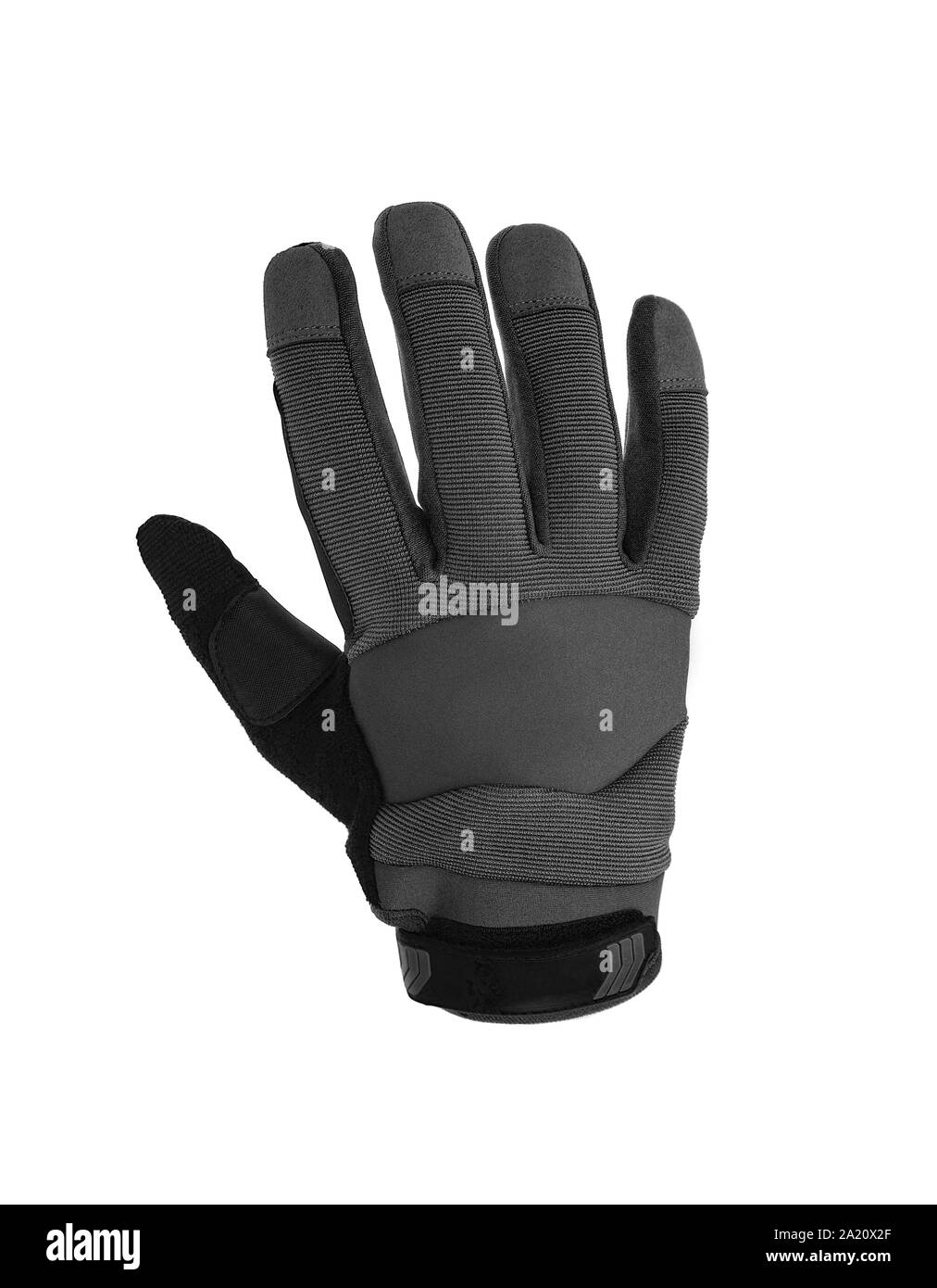 Militärische Handschuhe, taktische Handschuhe, Schutzhandschuhe isoliert weißer Hintergrund. Handgelenk. Jagd Full Finger Handschuhe isoliert auf weißem Stockfoto