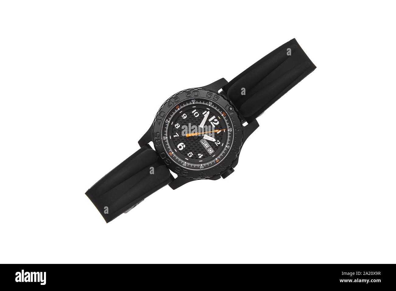 Armbanduhr auf weißem Hintergrund zu isolieren. Sport Armbanduhr mit Silikon Armband. Uhren für Taucher. Stockfoto Armbanduhr auf weißem Hintergrund zu isolieren. Sport Armbanduhr mit Silikon Armband. Uhren für Taucher. Stockfoto