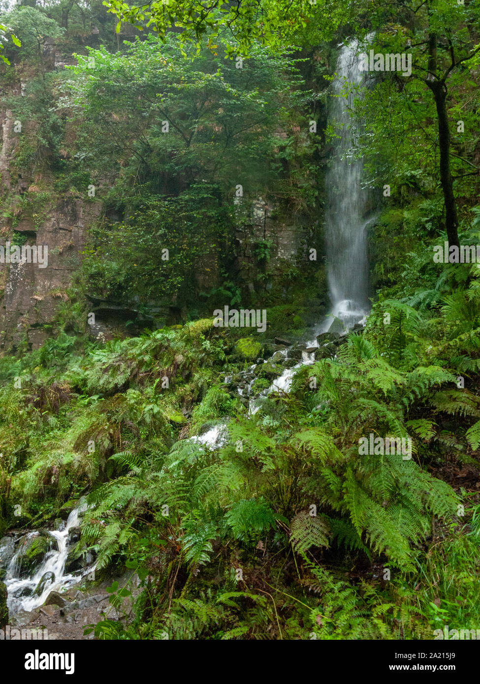 Beautiful South Wales Vauvillers fällt Wasserfall Felsen Nass-Flusses Neath/Afon Nedd - Wales Stockfoto