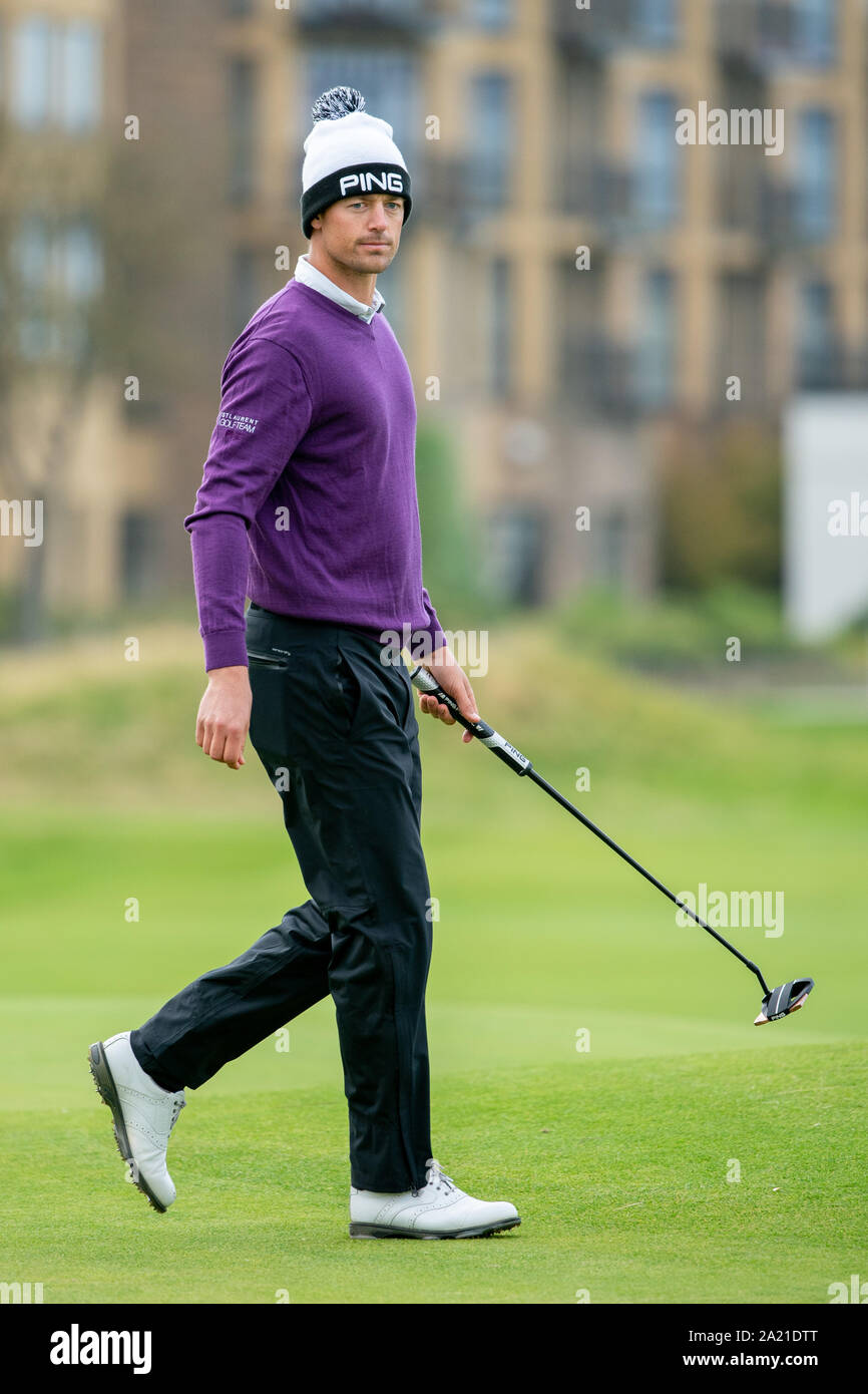 Victor Perez auf 17. Grün während des vierten Tages der Alfred Dunhill Links Championship in St Andrews. PA-Foto. Bilddatum: Sonntag, 29. September 2019. Siehe PA Geschichte GOLF Dunhill. Der Bildnachweis sollte lauten: Kenny Smith/PA Wire. Stockfoto