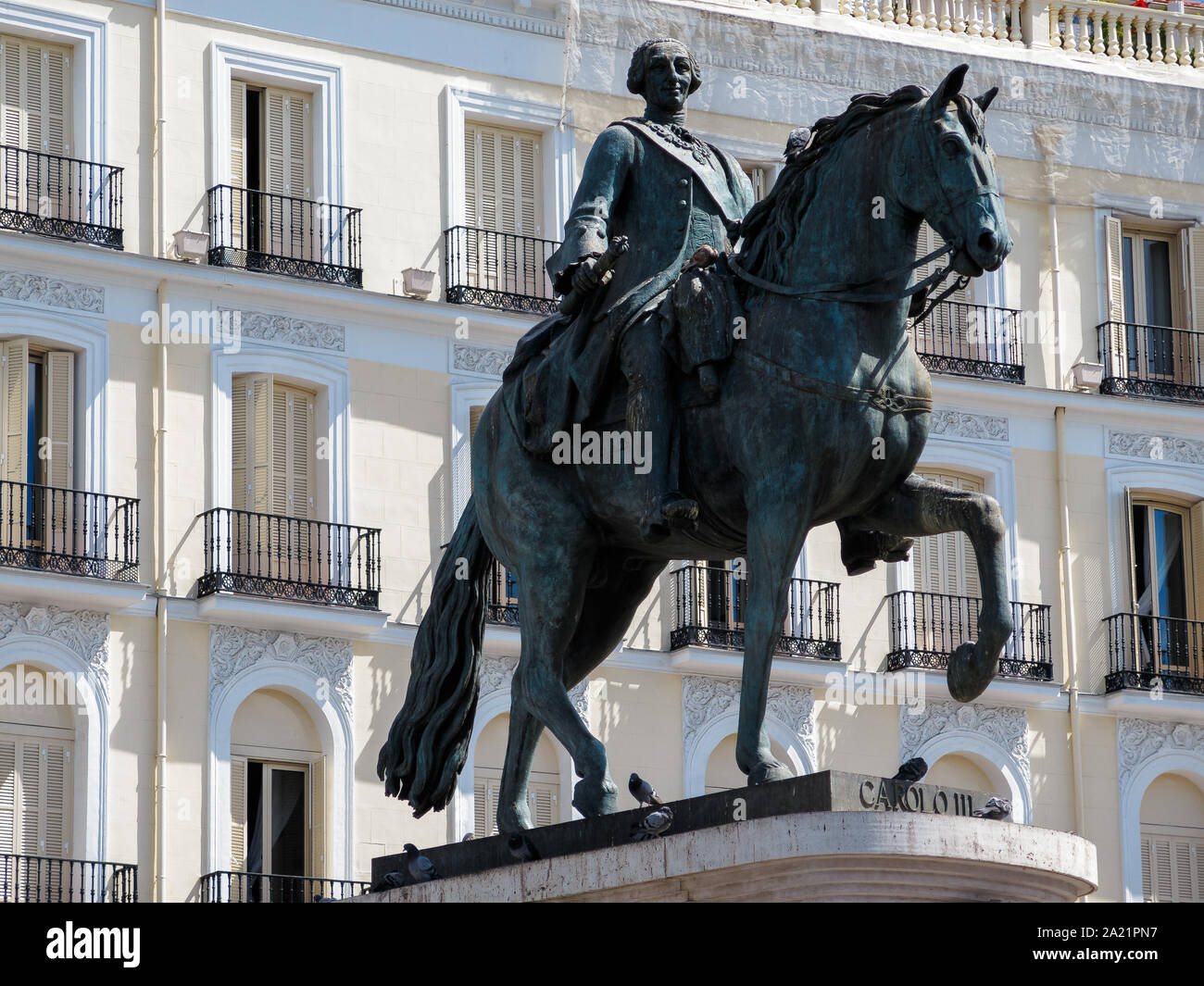Skulptur in der Mitte von Madrid. Stockfoto