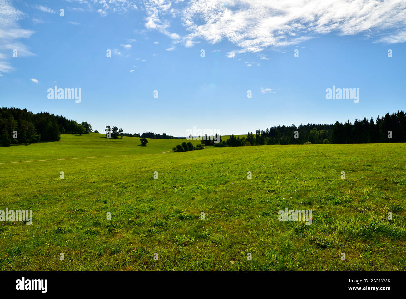 Panoramablick auf die Schwäbische Alb, Hochland Deutschland. Stockfoto