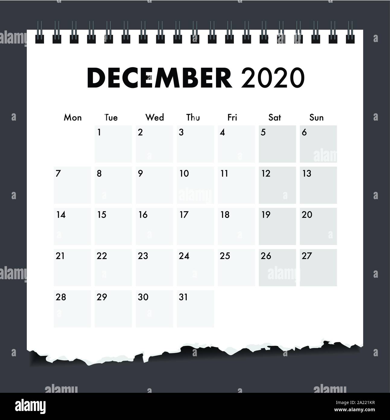 Ein 2020 abgerissen Kalender Papier Stock Vektor