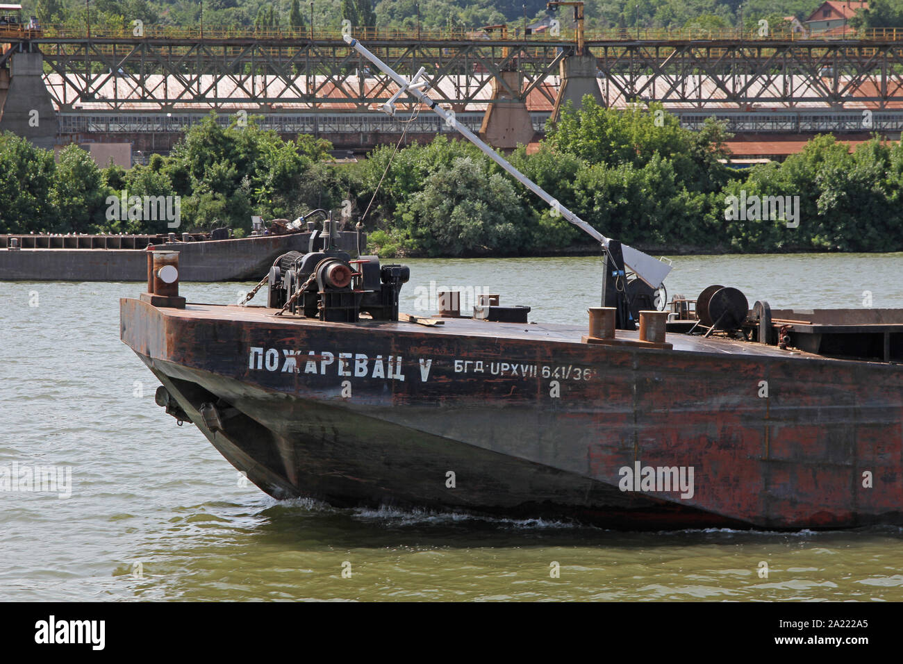 Pozarevac 5 tugboat auf der Donau, Panchevo, Serbien. Stockfoto