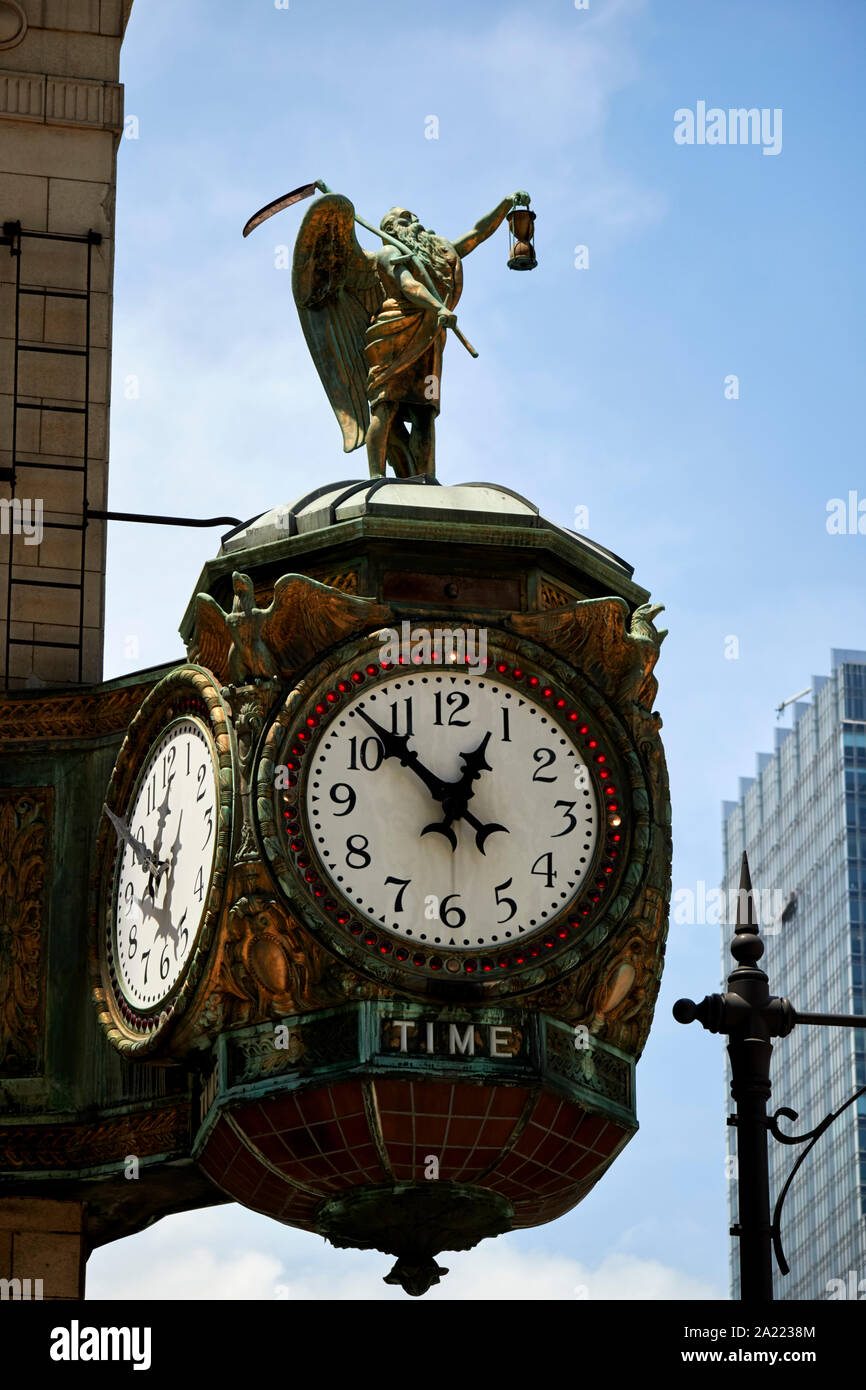 Chicagos Vater Zeit Uhr Juweliere Gebäude verzierte Anzeige Chicago Illinois Vereinigte Staaten von Amerika Stockfoto