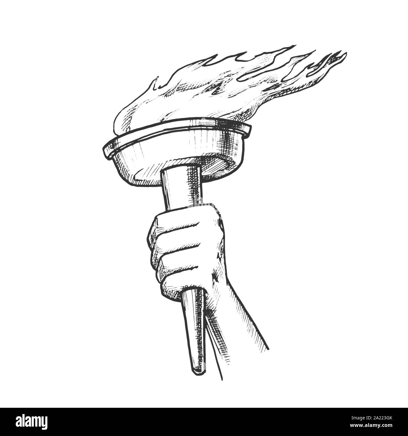 Taschenlampe Hand halten Olympischen brennenden Stick Retro Vektor Stock Vektor