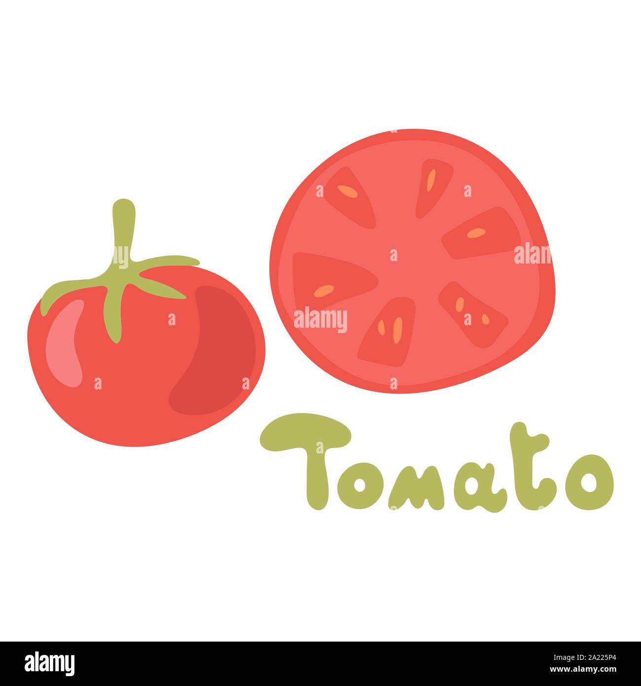 Tomaten-Symbol im flachen Stil. Isoliertes Objekt. Tomaten-Logo. Gemüse vom Bauernhof. Ökologische Lebensmittel. Vector Illustration. Stock Vektor