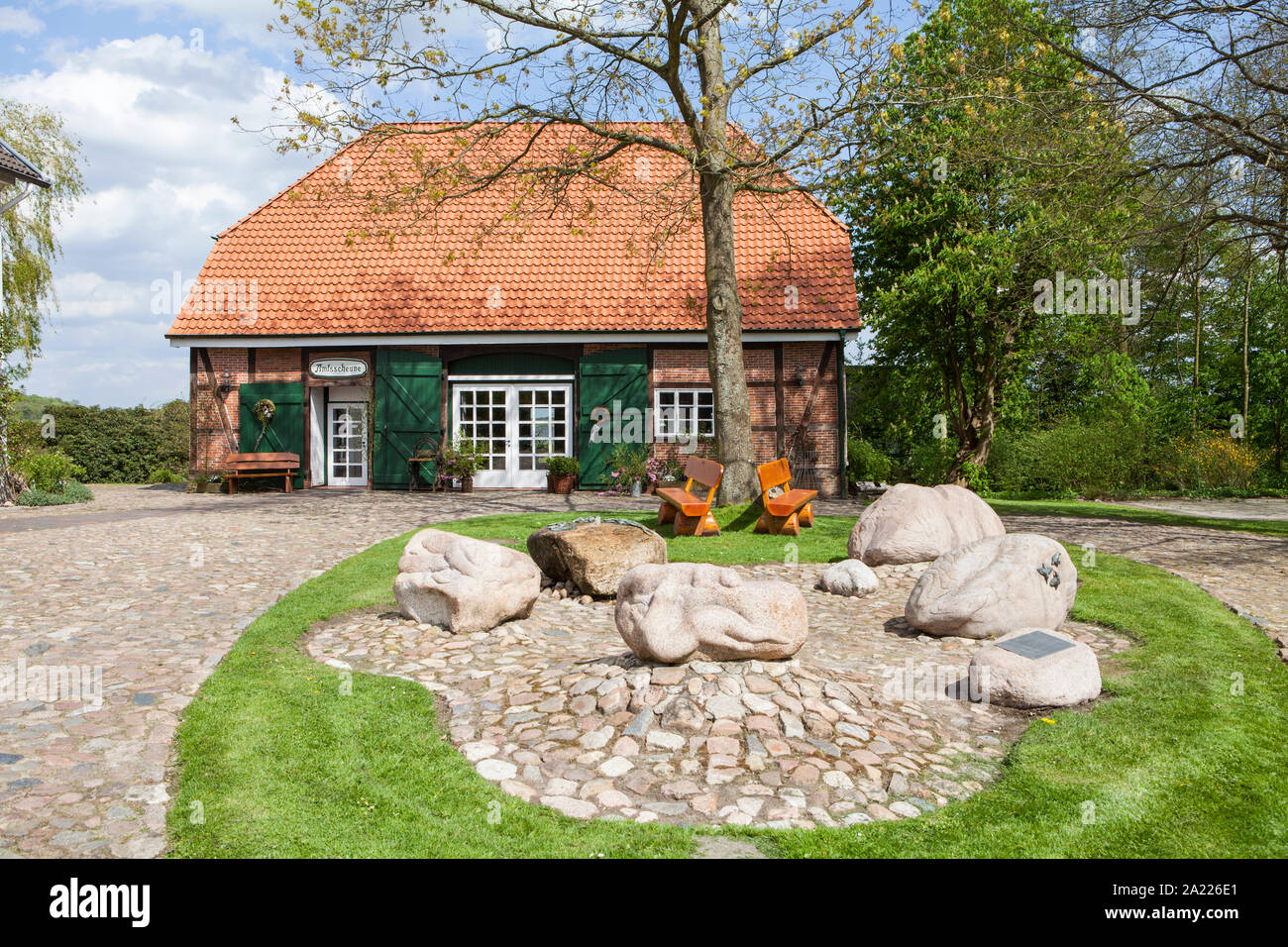 Amtsscheune, Manor House, Bederkesa Burg, Bad Bederkesa, Niedersachsen, Deutschland Stockfoto