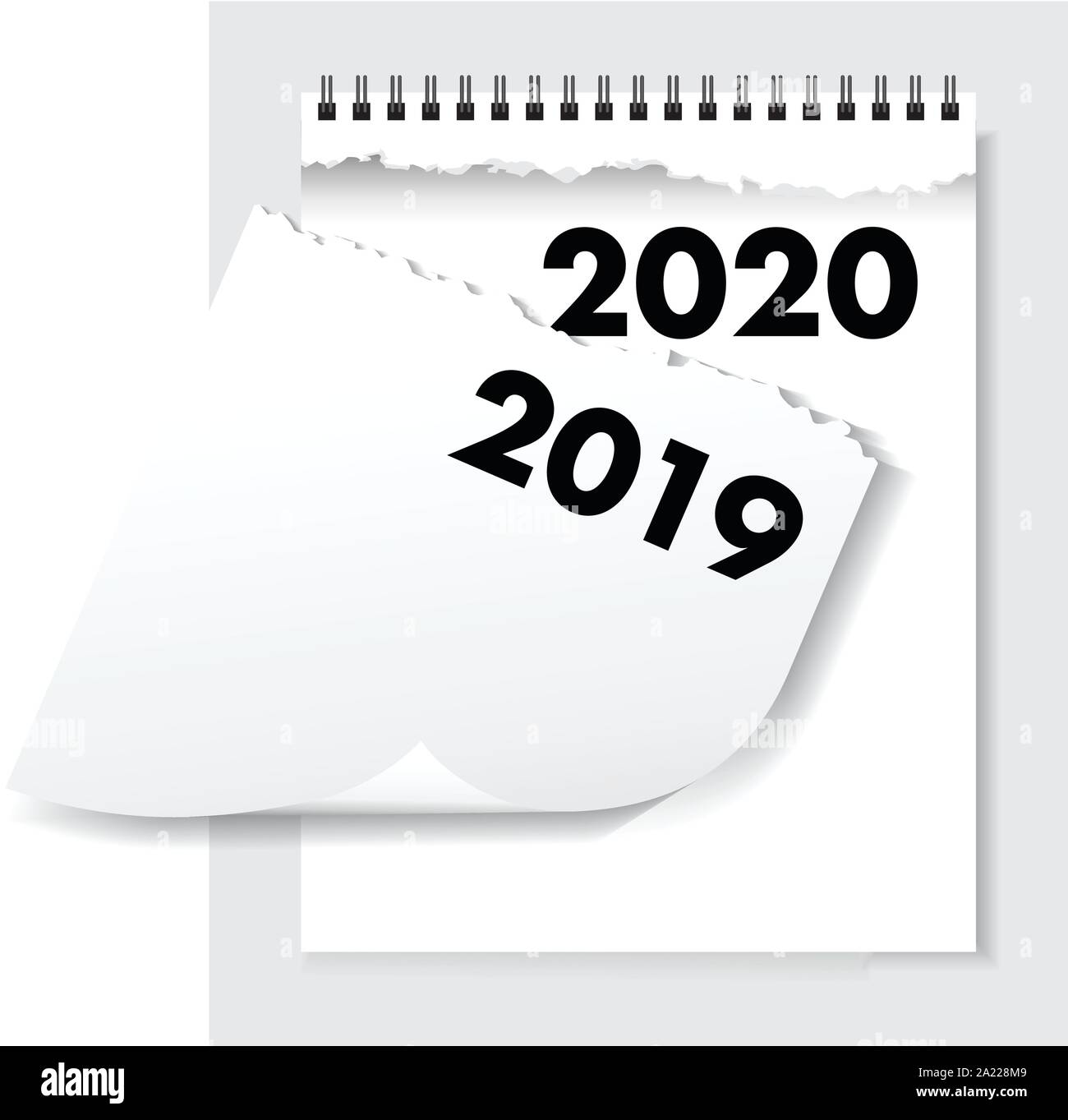 Ein 2020 abgerissen Kalender Papier Stock Vektor