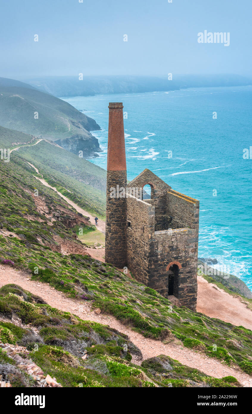 Towanroath Engine House, Teil von Wheal Coates Zinnmine auf dem kornischen Küste in der Nähe von St Agnes, Cornwall, England. UK. Stockfoto