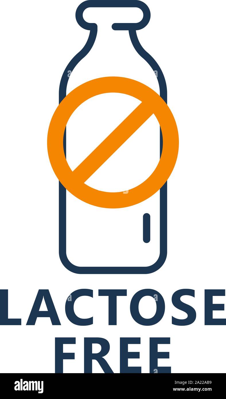 Kostenloses Produkt Label mit Milch Flasche keine Laktose Laktose-Zeichen Stock Vektor