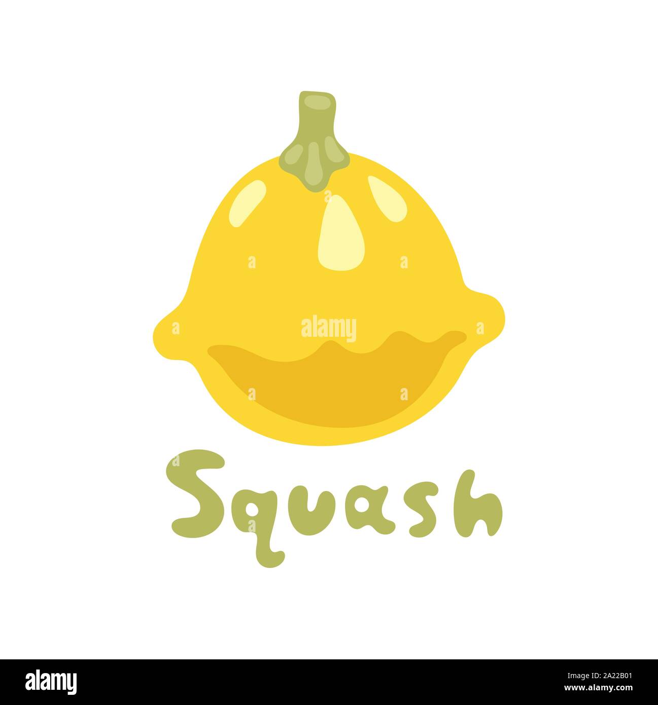 Saisonale Kürbis, Kürbis Gemüse Vector Illustration. Patty pan Squash. Grün und Gelb Bild auf weißem Hintergrund. Stock Vektor