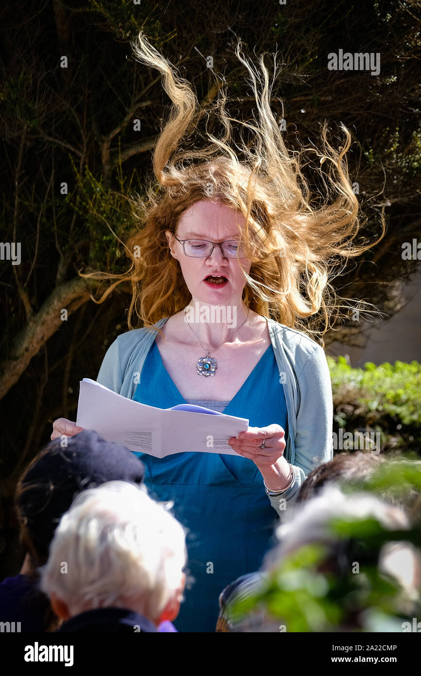 Musik und Poesie in Norwegen Platz, als Teil der St Ives September Festival. Stockfoto