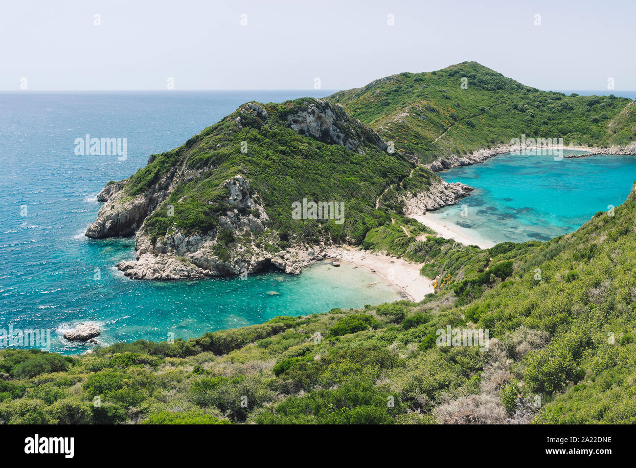 Berühmter Strand Porto Timoni auf der griechischen Insel Korfu Stockfoto