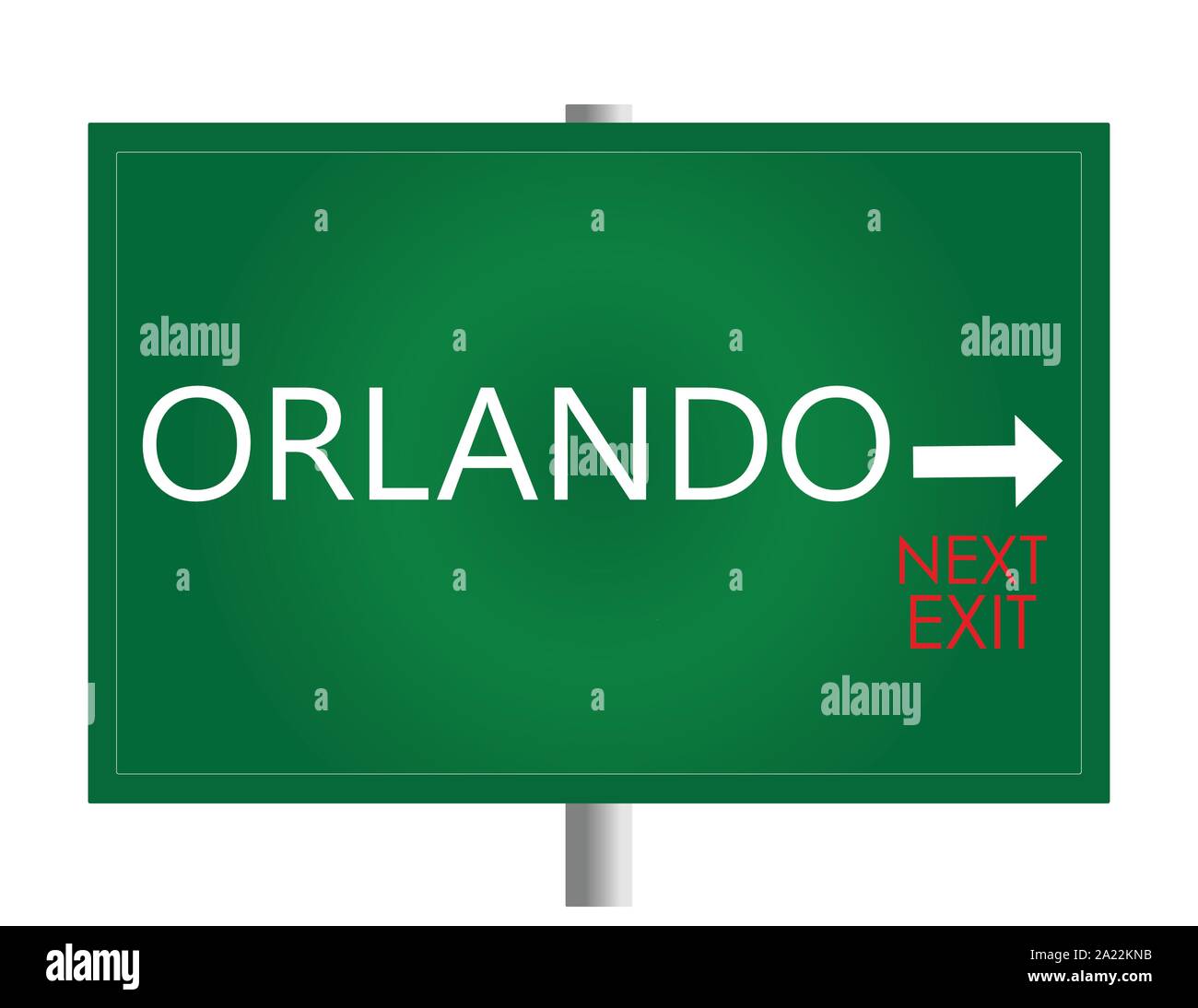 Orlando weiße und rote Schrift auf grünem Hintergrund. Zeichen Vektor. Stock Vektor
