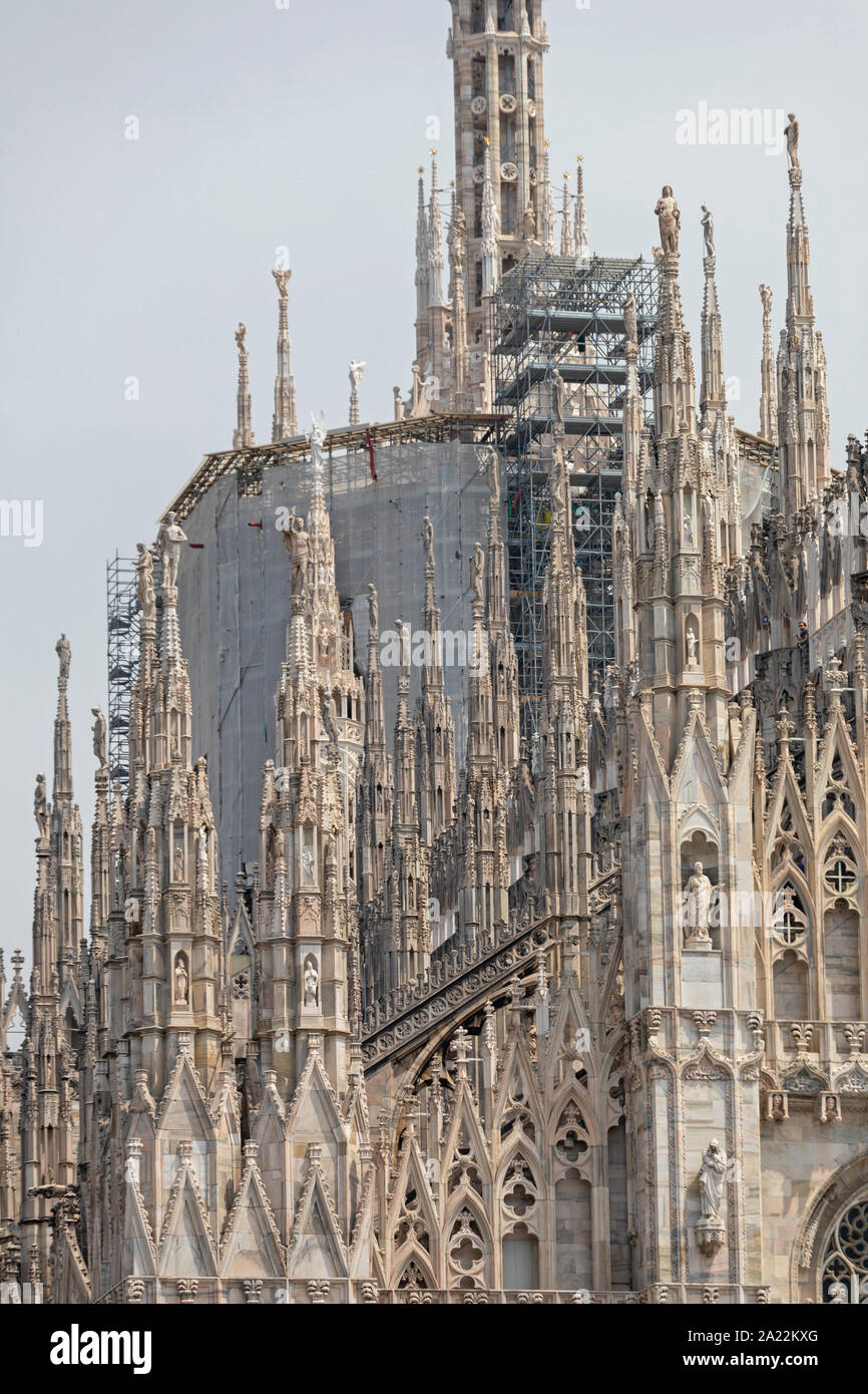 Gerüstbau am Dom in Mailand Italien Stockfoto