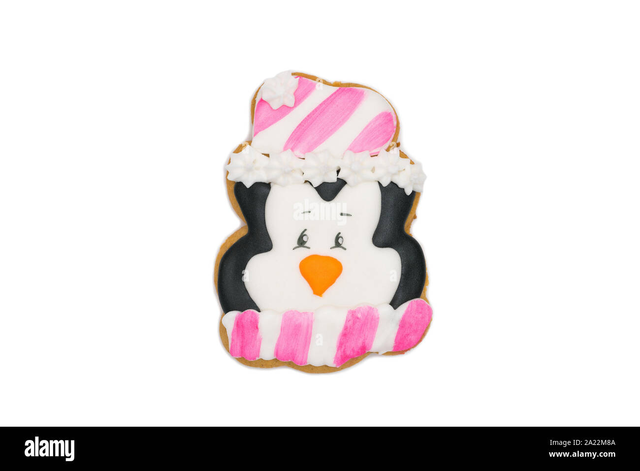 Lebkuchen cookie lustige Pinguin mit einem Schal um den Hals Stockfoto